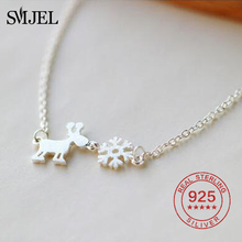 SMJEL 925 Sterling Silver Necklace Link Chain Snowflake Deer Women Necklace Party Gift Christmas Jewelry For Children Girl 2024 - buy cheap