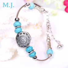 Pulseras bohemias con diseño de Estrella de David para hombre y mujer, brazalete de cuentas de piedra de tubo flotante Vintage, joyería femenina, regalo de fiesta 2024 - compra barato