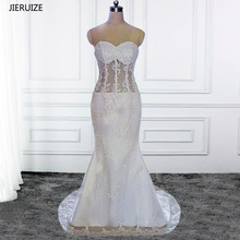 JIERUIZE White Vintage Lace Appliques Mermaid Wedding Dresses Sweetheart Sheer Beach Wedding Dresses robe de marriage Real Dress 2024 - buy cheap