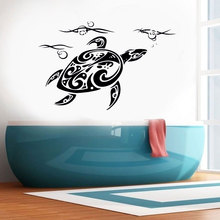 Adesivo de parede de vinil estampa de tartaruga e oceano, decoração para casa, banheiro, decalque para decoração costeira, mural, papel de parede removível 3327 2024 - compre barato
