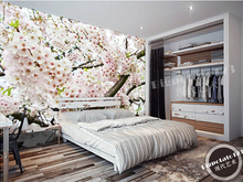 The custom 3D murals,beautiful  fresh flowers bloom pink cherry blossoms,living room sofa TV wall bedroom background wall paper 2024 - buy cheap