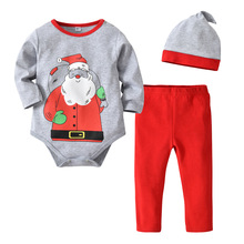 Newborn Toddler Infant Baby Girl Romper Santa Claus Long Pants Hat 3pcs My First Christmas Outfits Set New Year Costume For Boy 2024 - buy cheap