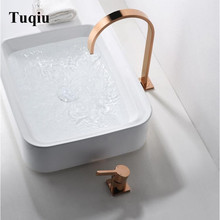 Grifo de lavabo de latón rosa dorado, mezclador de lavabo, tocador, agua fría y caliente, novedad 2024 - compra barato