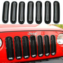 For Jeep Wrangler JK Accessories Black Front Grill Mesh Grille Insert For Jeep Wrangler Rubicon Sahara Jk Parts 2007-2017 7PC 2024 - buy cheap