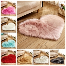 Love Heart Shape Fur Rugs Artificial Wool Sheepskin Long Hairy Rug Blue White Pink Shaggy Carpet Baby Room Bedroom Soft Area Mat34 2024 - buy cheap