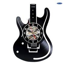 Electric Guitar Design Vinyl Record Wall Clock - Get unique home room or office wall decor-Musical Instruments Unique Modern Art 2024 - buy cheap