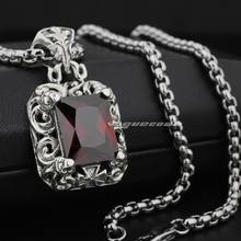 LINSION Huge Red CZ 925 Sterling Silver Mens Biker Punk Pendant 8P007 2024 - buy cheap