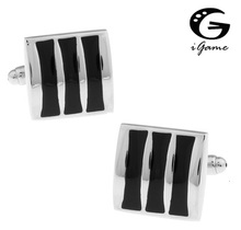 iGame Men Gift Black Cuff Links Wholesale&retail Black Color Copper Material Fashion Black Enamel Paiting Design 2024 - buy cheap