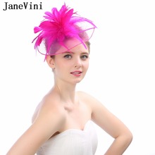 Janevini chapéu de noiva feminino, chapéu estilo vintage de penas para casamento, acessórios para noivas e casamentos 2024 - compre barato