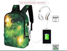 1 piece Galaxy starry Backpack usb Charging Bag Boys Girls Travel Teenagers Schoolbag Kids Bagpack Mochila Bolsas Escolar 2024 - buy cheap