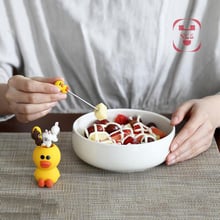 6pcs/set Stainless Steel Cartoon Vegetable Fruit Forks duckling Snack Cake Dessert Salad Toothpick Table Decor Tools Storage Box 2024 - buy cheap