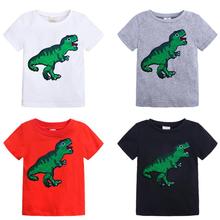 Verão meninos t camisa mágica lantejoulas dinossauro tshirt crianças roupas casuais manga curta dos desenhos animados dinossauro moda t 2024 - compre barato