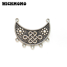 2pieces 47MM Retro  Zinc Alloy Crescent Moon Chinese knot Connectors Charms Pendants for DIY Necklace Jewelry Accessories 2024 - buy cheap