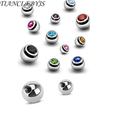10pcs/lot Crystal Screw On Head Stainless Steel Ball Mixed Colors 16/14G Lip Tongue Ring Ear Belly Eyebrow Piercing 2024 - buy cheap