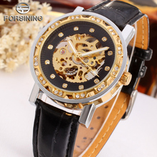 Fashion Forsining Luxury Gold Retro Luminous Hands  Diamond Display Mens Mechanical Skeleton Wrist Watches Top Brand Clocks 2024 - buy cheap