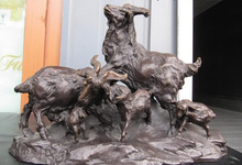 Song voge-GEMA S0572, estatua China folclórica de cobre puro, bronce, hermosa, cinco madres e hijos, cabra y oveja 2024 - compra barato