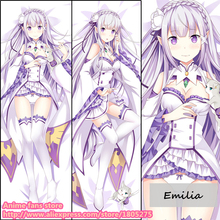 Fronha de travesseiro em anime re zero, capa de travesseiro decorativa emilia para começar a vida em outro mundo, fronha japonesa para abraçar o corpo 2024 - compre barato