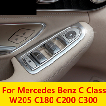 Tecla de elevação da janela interna, capa interior do painel, guarnição, decoração para mercedes benz c class w205 c180 c200 c300 2024 - compre barato