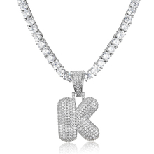 A-Z 26  Bubble Letters Pendants Necklaces Men's Hip Hop Jewelry With 5mm Gold Silver Tennis Chain 2024 - buy cheap