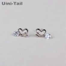 Uini-Tail hot new 925 sterling silver heart butterfly earrings Korean fashion tide mobile heart-shaped earrings high quality 2024 - buy cheap