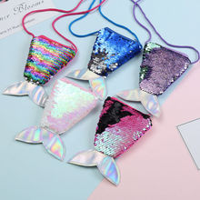 Women Mermaid Tail Sequins Coin Purse Girls Crossbody Bags Sling Money Change Card Holder Wallet Purse Bag Pouch For Kids Gifts 2024 - buy cheap