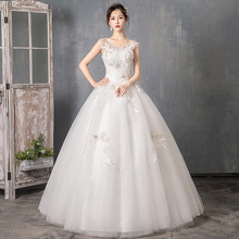 Stock Wedding Dresses Vestidos de novia o neck Sweep Train Lace Applique Corset bride Wedding Dress Gowns Robe De Mariage 2024 - buy cheap