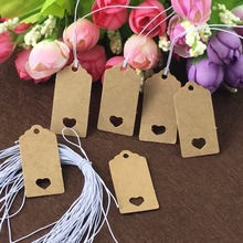 4*2cm 200pcs tags+200pcs string  scallop kraft blank paper tag heart cut gift/products/wedding favors display mini cute hang tag 2024 - buy cheap