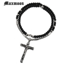 Maxmoon new Cross INRI Crucifix Jesus Piece Pendant & Necklace Stainless Steel Men  Beads Chain Christian Jewelry Gifts Vintage 2024 - buy cheap
