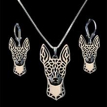 2018 feminino oco prata cão conjunto de jóias amantes de metal rato terrier conjunto de jóias transporte da gota 2024 - compre barato