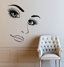 Beauty Salon Wall Decal Fashion Girl Vinyl Wall Stickers Women Long Eyelashes Home Living Room Decoration Wall Painting NH17 2024 - buy cheap