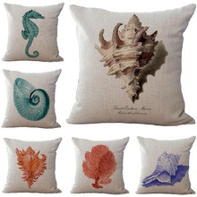 Cushion Case Linen Marine Animals Patterns Cover Car Sofa Throw Pillows Decorative Pillowcase almofada decorativos cojines 2024 - buy cheap