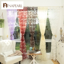 NAPEARL Leaf design rustic white curtain tulle fabrics sheer curtains for bedroom window treatments kitchen modern transparent 2024 - buy cheap