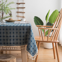 Toalha de mesa de centro de algodão moderna, xadrez bordado, listrado, retangular, toalha de mesa de jantar, bainha com borla, para festa de natal 2024 - compre barato