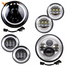 7Inch LED DRL Headlight with Daytime Running Light +4.5" LED Fog Lights Passing Lamps For Motorcycle 2024 - buy cheap