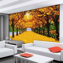 beibehang Custom 3d wall paper maple gold floor decal fresco sofa living room dining room bedroom TV backdrop home decor 2024 - buy cheap