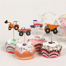 24pcs Construction Vehicle Cupcake Topper Excavator Bulldozer Truck Cake Decorating Supply for Boys Birthday Party Decorations 2024 - buy cheap