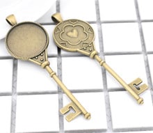 2pcs 25mm Inner Size Antique Bronze Plated Key Style Cabochon Base Cameo Setting Charms Pendant-A5-02 2024 - buy cheap