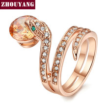 Кольцо из змеиной кожи ZYR149, полноразмерное кольцо из розового золота с австрийскими кристаллами 2024 - купить недорого
