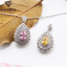 CC Necklaces Pendants For Women Silver 925 Cubic Zirconia Pink/Yellow Water Drop Vintage Luxury Bridal Bijoux No Chain CCN253 2024 - buy cheap