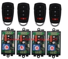O Envio gratuito de 220 V 110 V 1CH Sem Fio RF Sistema de Comutação Controle Remoto 315/433 MHZ 4 Transmissor + 4 Receptor @ JRL4051