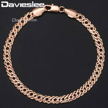 Davieslee Bracelet For Women Light Rose Gold Filled Venitian Chain Women's Bracelet 5mm 18-23cm DGB428 2024 - buy cheap