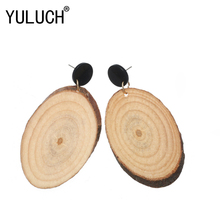 YULUCH New African pine wood pendant earrings simple  jewelry for women's natural party earrings girl jewelry 2024 - buy cheap