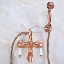 Antique Red Copper Bathroom Faucet Bath Faucet Mixer Tap Wall Mounted Hand Held Shower Head Kit Shower Faucet Sets Nna374 2024 - buy cheap