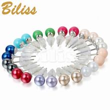 6MM Assorted Mixed Color Wholesale 12 Pairs Imitation Pearl Stud Earrings Stainless Steel Earrings Pin Hypoallergenic Gift Set 2024 - buy cheap