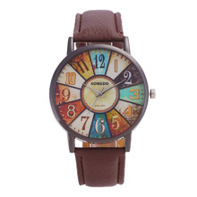 Relógio de pulso quartzo unissex, relógio de pulso com pulseira de couro pu, da moda, clássico, retrô, estilo harajuku grafite, analógico, 328 2024 - compre barato