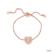 Coração de cristal pulseiras rosa ouro oco charme pulseiras para mulheres pulseiras femme bonito presente moda jóias 2019 novo atacado 2024 - compre barato