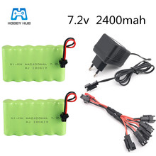 Batería de NI-MH de 7,2 v y 2400mah con cable cargador 5 en 1 para coche teledirigido, barco, robot, 7,2 v, AA, nimh, juguetes eléctricos de alta capacidad 2024 - compra barato