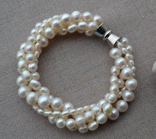Perfect Pearl Jewellery,4Rows 8inches 4-10mm Ivory Freshwater Pearl Bracelet,Magnet Clasp,New Free Shipping 2024 - buy cheap