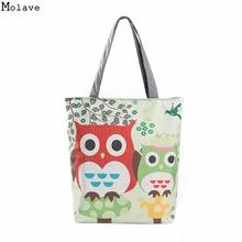Cartoon Owl Print Casual Tote Lady Canvas Beach Bag Female Handbag Large Capacity Women Single Shoulder Shopping Bags D35Ma7 2024 - buy cheap