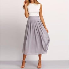 Falda plisada de gasa para mujer, falda retro de cintura alta, estilo tutú, a media pierna, personalizada en todos los colores 2024 - compra barato